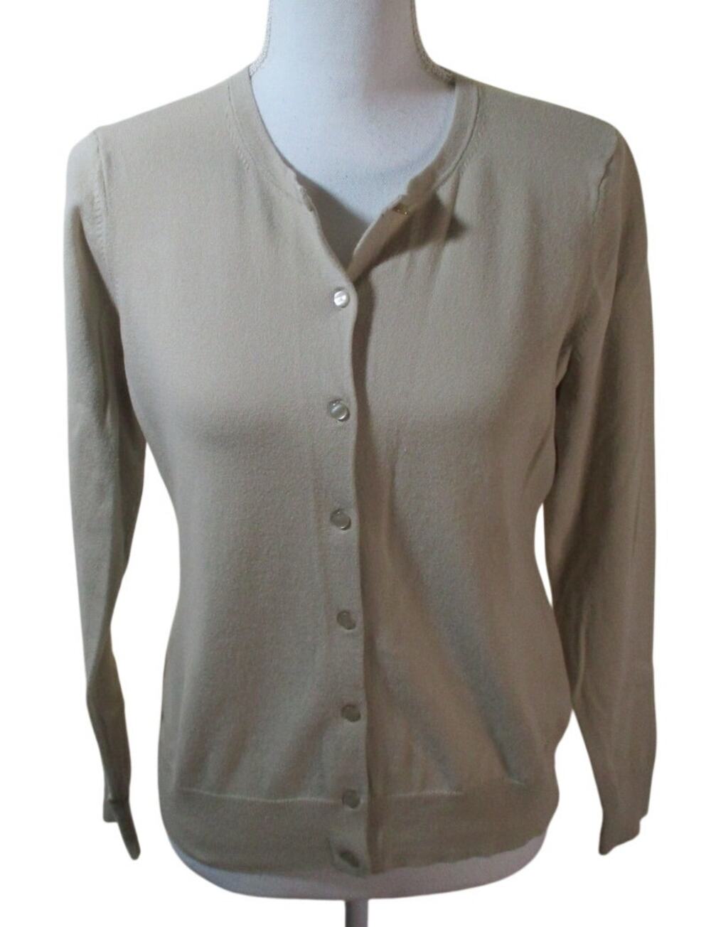 Ann Taylor Factory Women's Tan Long Sleeve Button Front Cardigan Sweater Size M.